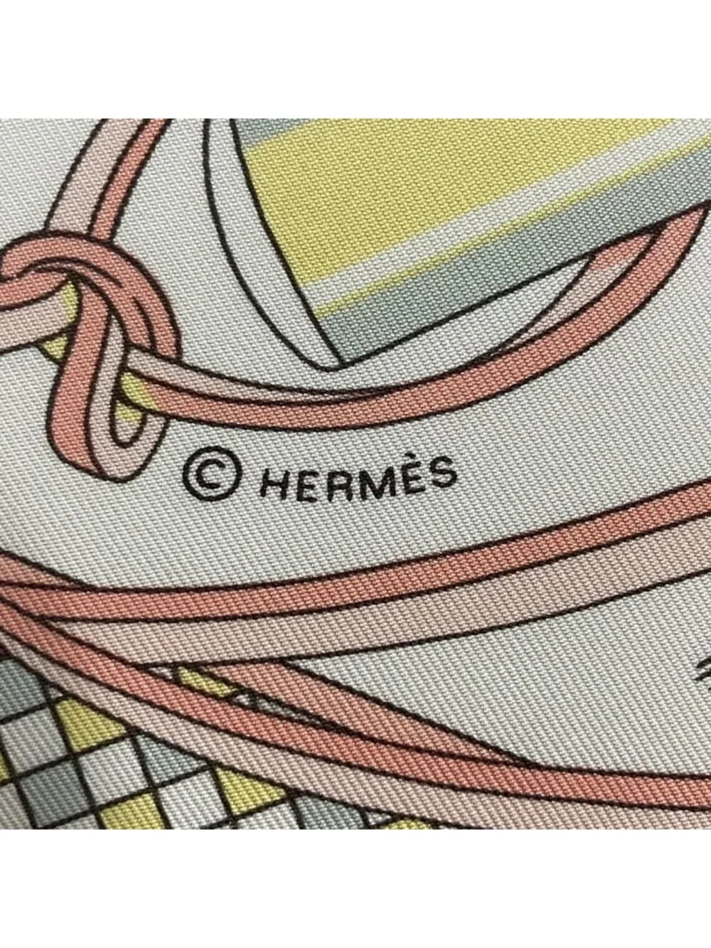 Hermes Scarf Carre 90 White Light Pink Multi Fouets Et Badines